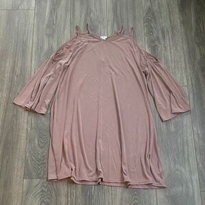 BP - Mauve Cold Shoulder 3/4 Sleeve Flowy Mini Dress - Size M